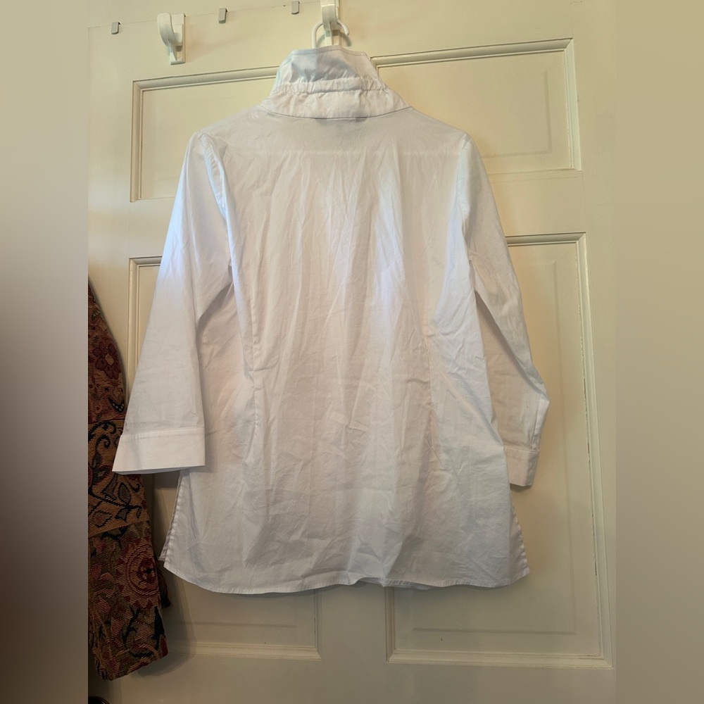 Ming Wang White Ruffle Neck Button-Front Blouse - image 8